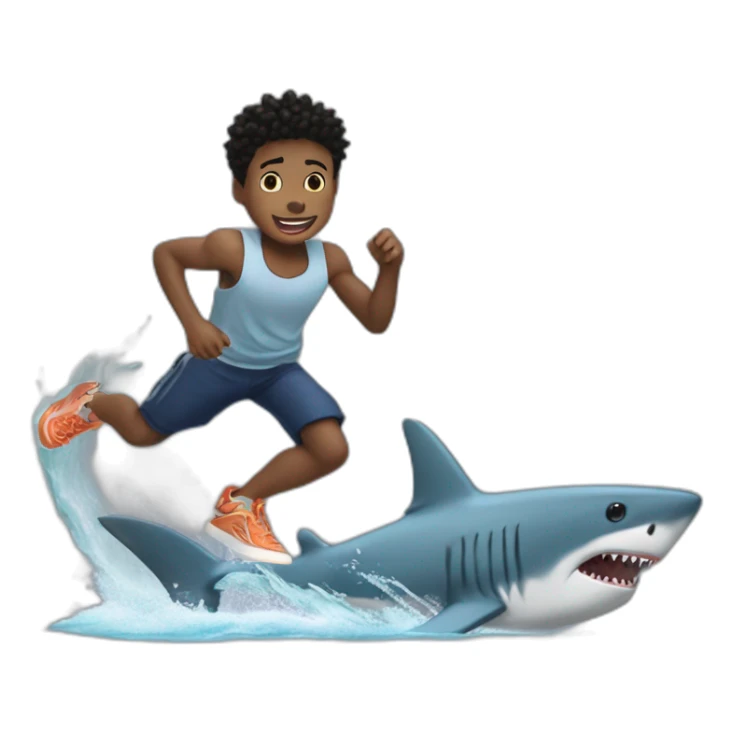 4kt nba youngboy boy running from a shark while a shark running away from Nicole Robin full body sticker