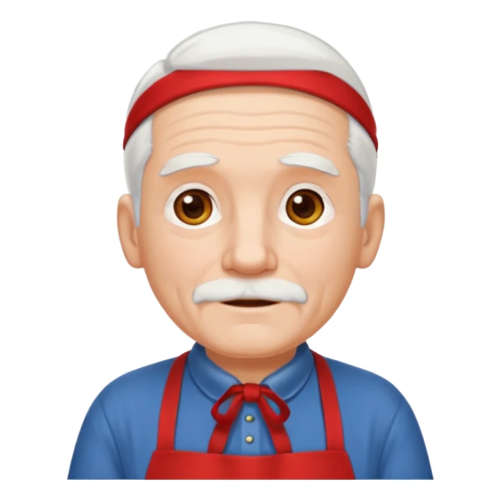 ai aik old man with white hair wearing red appron sticker