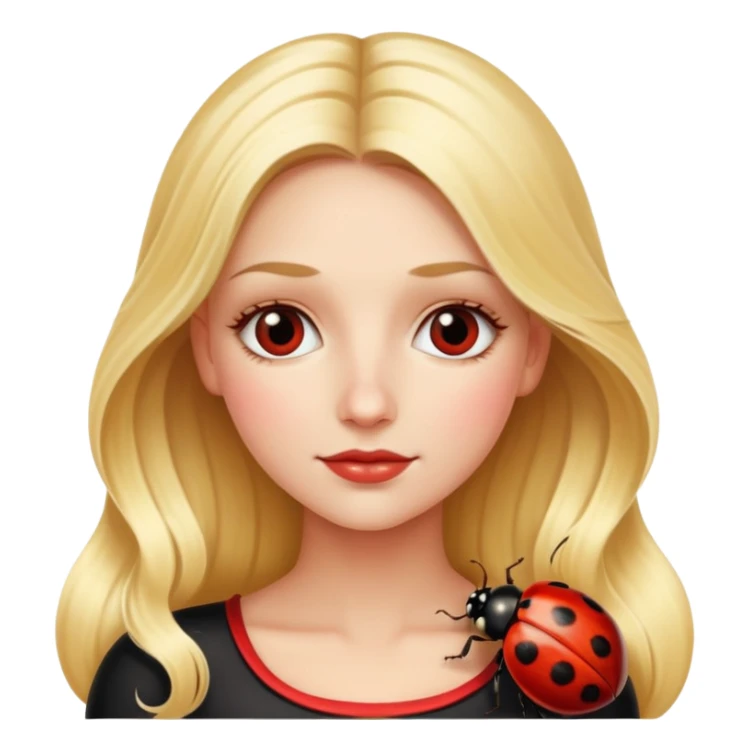 Long blonde hair woman with ladybug  sticker