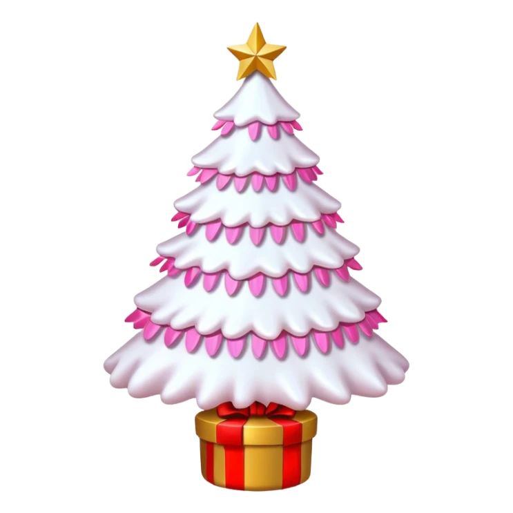 WHITE CHRISTMAS TREE WITH PINK BOWS AND GOLD TINSEL sticker
