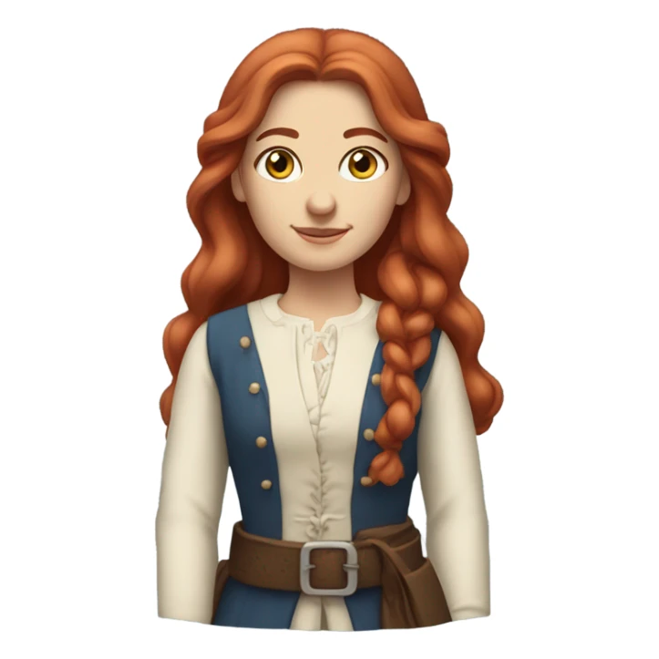 Caucasian colonial woman with long red hair and blue eyes sticker