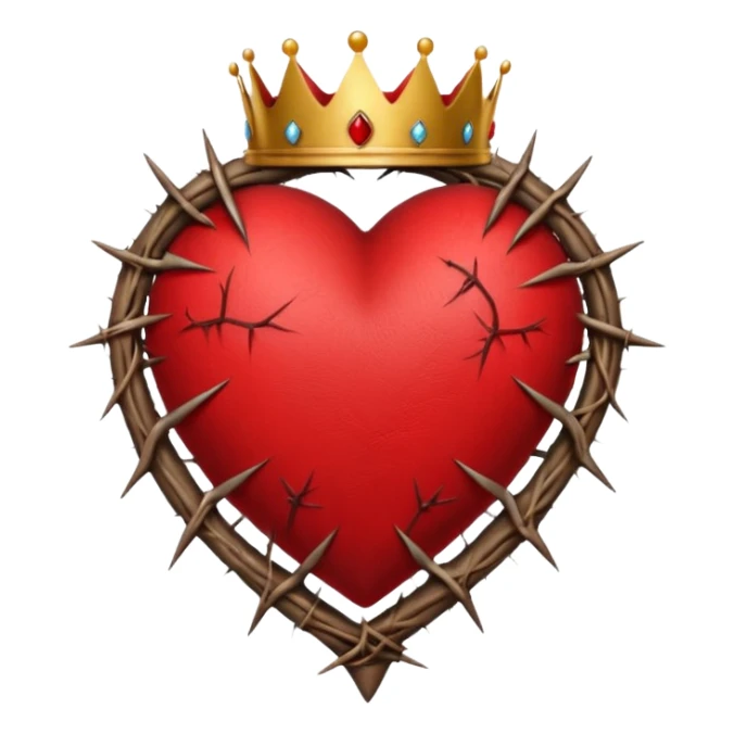 Create heart shape and in the horizontal midway create that crown thonrs like in the Jesus head  sticker