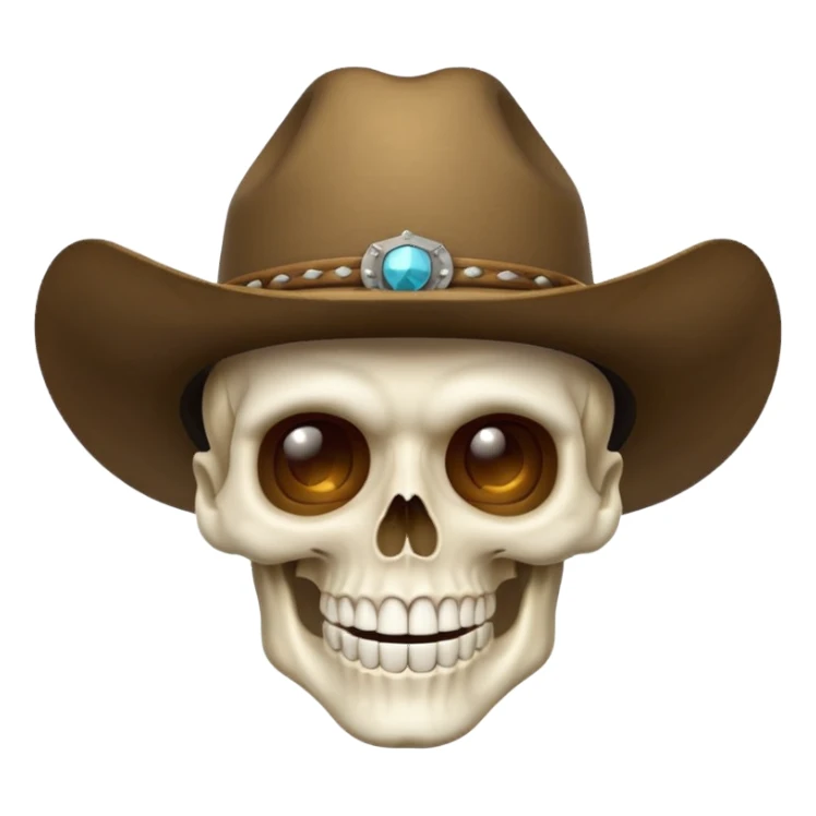 A skull face with cowboy hat mewing sticker