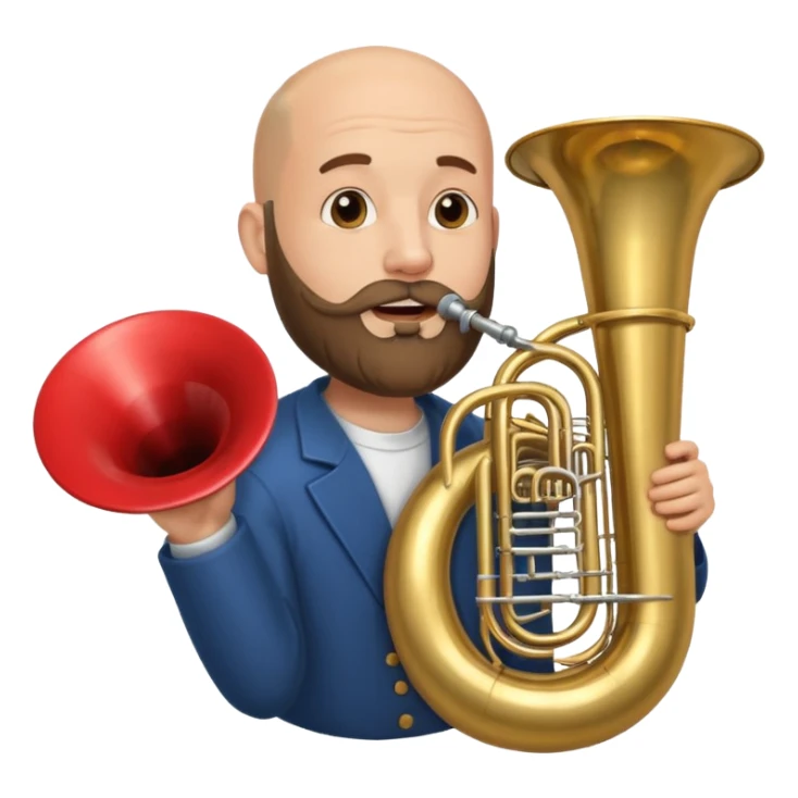 große Tuba, von gltzköpfigen bärtigem Mann gespielt sticker