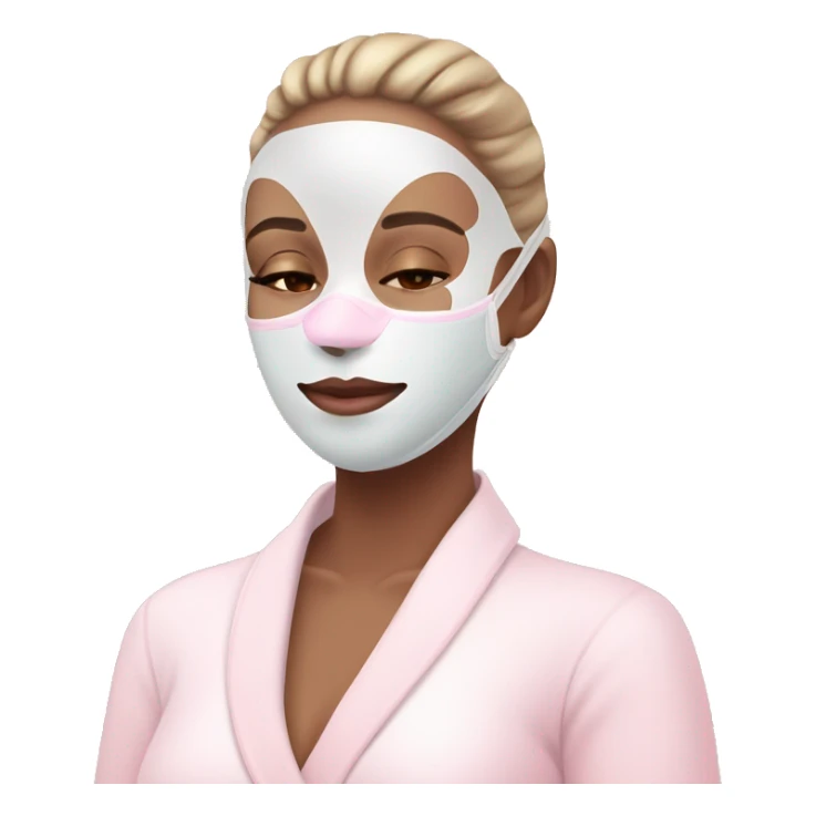 Lady with pastel pink face mask spa beauty full face relaxing sticker