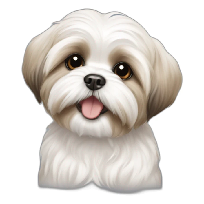 happy Maltese shih tzu puppy white beige sticker