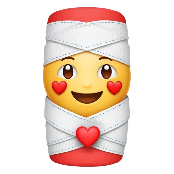 A cute "get well soon" emoji with a heart wearing a bandage sticker