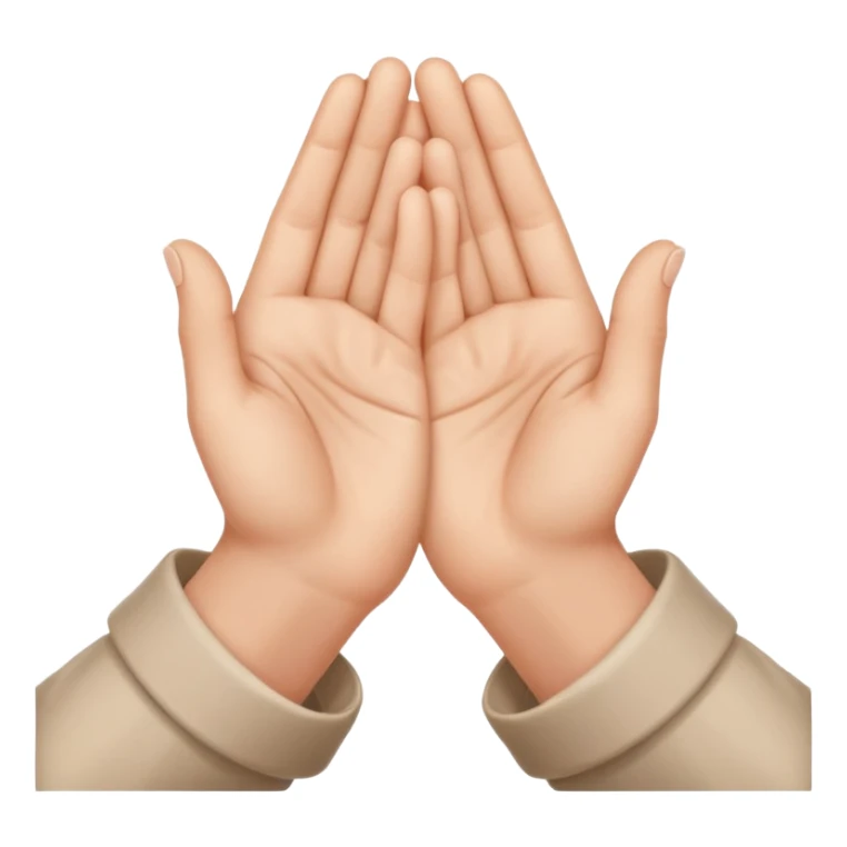 The output image should contain only one emoji.
The emoji should depict two hands gently pressed together in a prayer gesture, with the fingers interlocked tightly and creative way. sticker