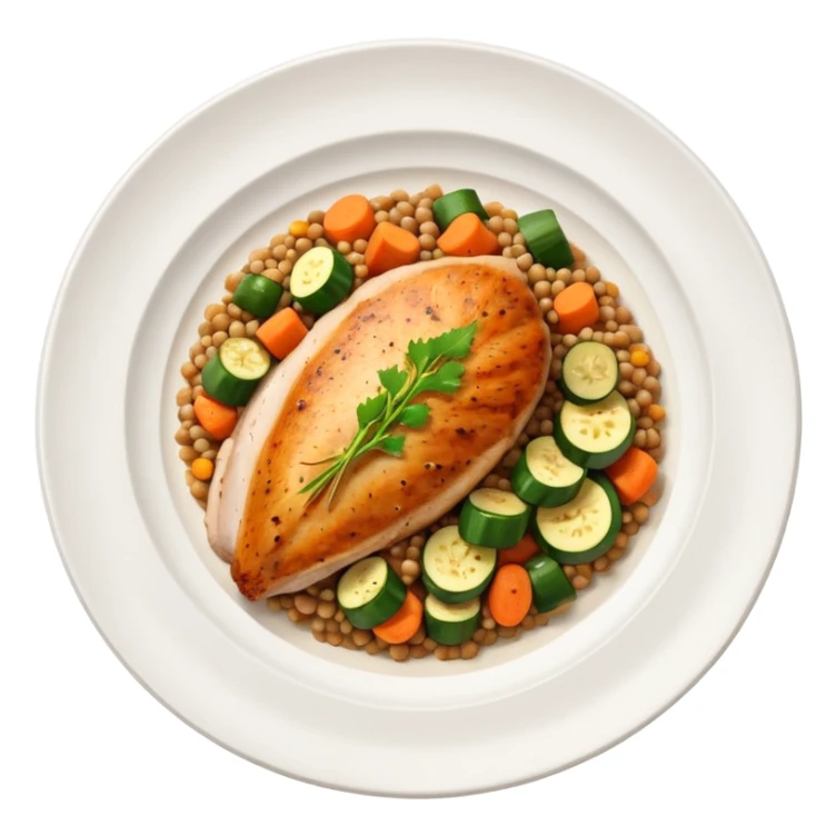 Backed turkey breast with buckwheat and stewed vegetables (zucchini, carrots) sticker