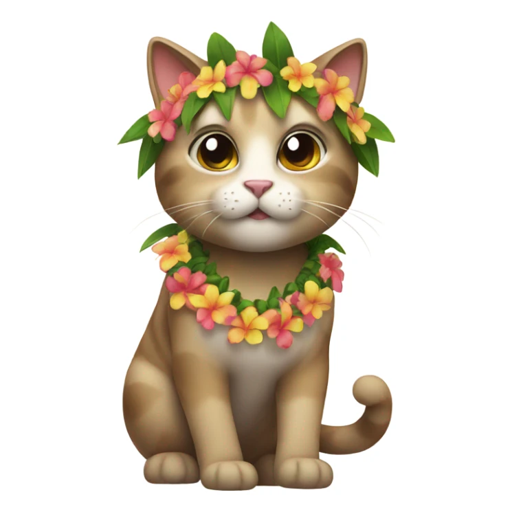 cat wearing hawaiian lei  sticker