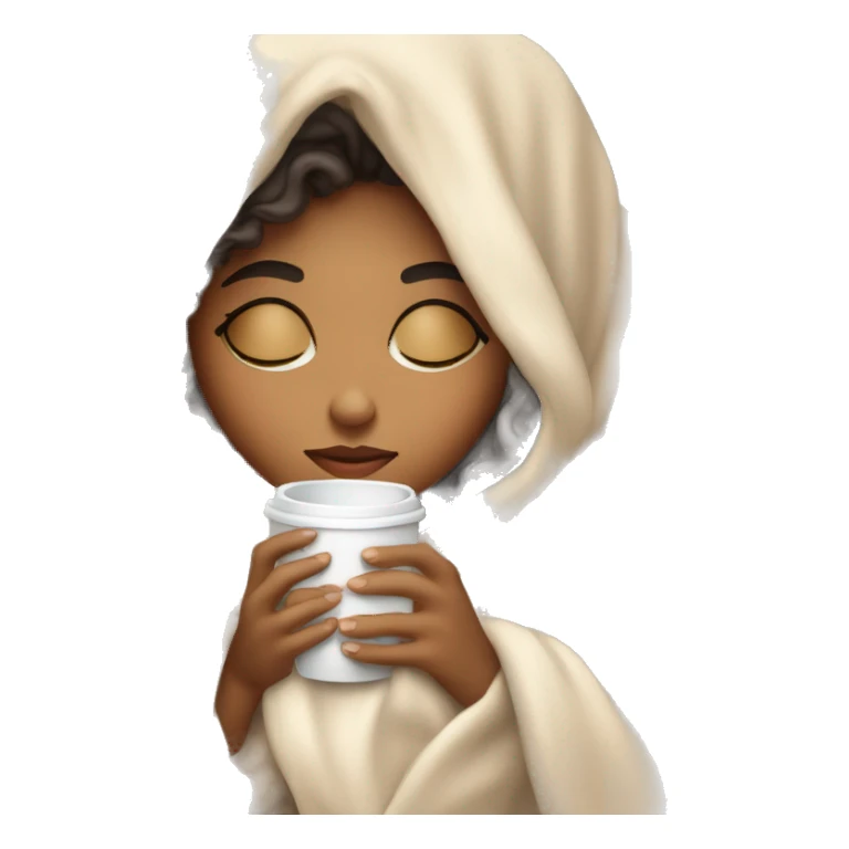Lightskin girl inside a blanket sipping coffee eyes closed sticker
