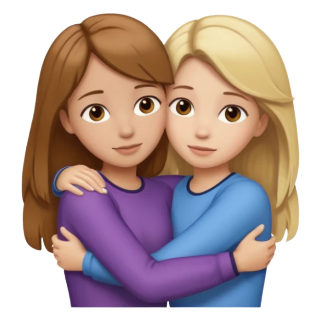 Dos chicas una pelo marrón una ruba abrazándose  sticker