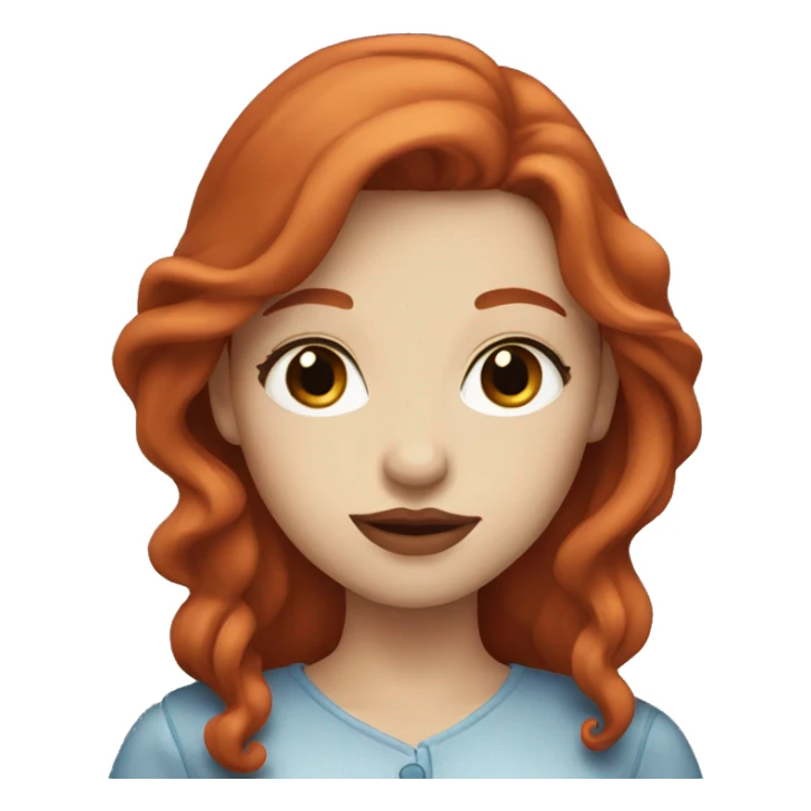 redhead with blue eyes and long hair and red lipstick sticker