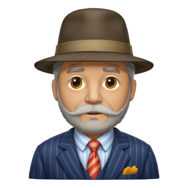 old weighted man with striped suit and felt hat sticker