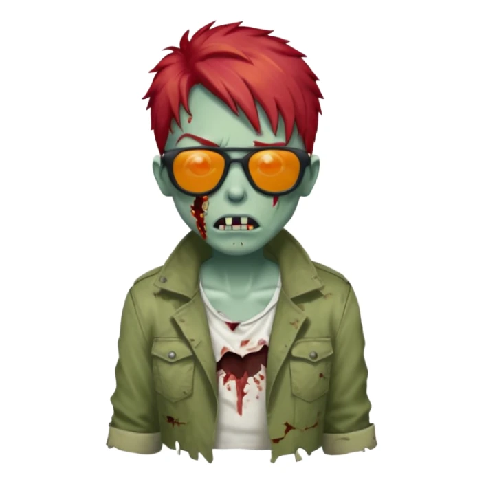Zombie ponda with red hair and sun glasses face sticker