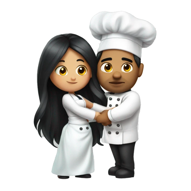 Chef with big belly kisses princess with long black hair  sticker