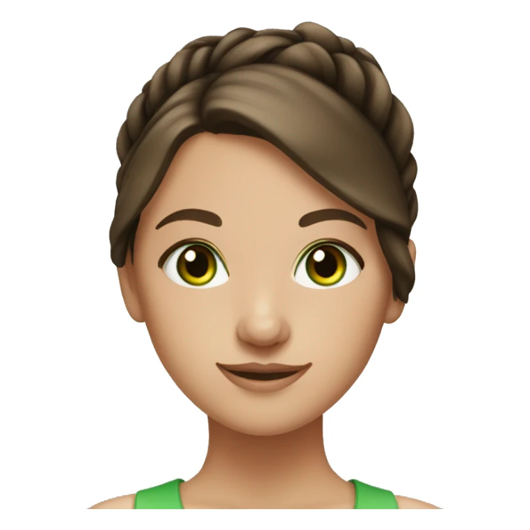 Brunette girl with bun brown hair green eyes sticker