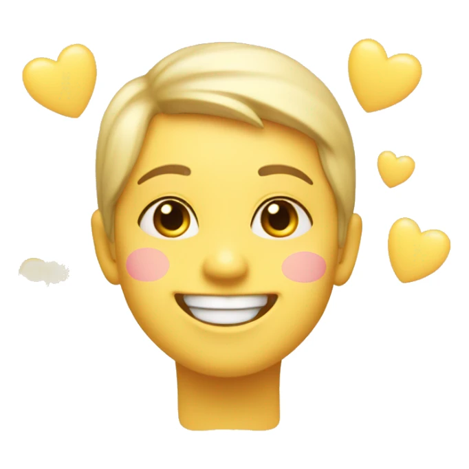 blushing smiling face with pastel yellow hearts around it sticker
