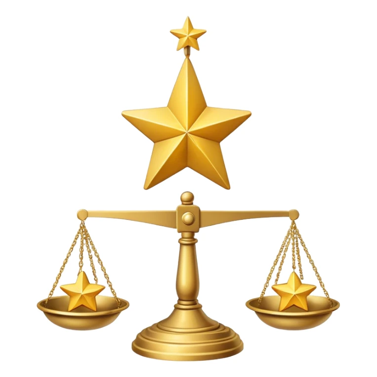 A scale balancing one big star on one side and two smaller stars on the other side sticker
