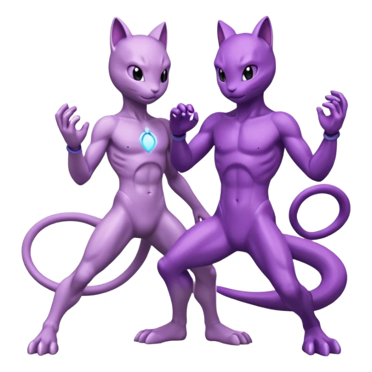 Pokemon legendary cian and purple mewtwo sticker