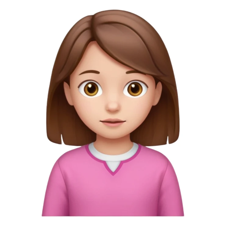little kid girl, brown hair, pink clothes sticker