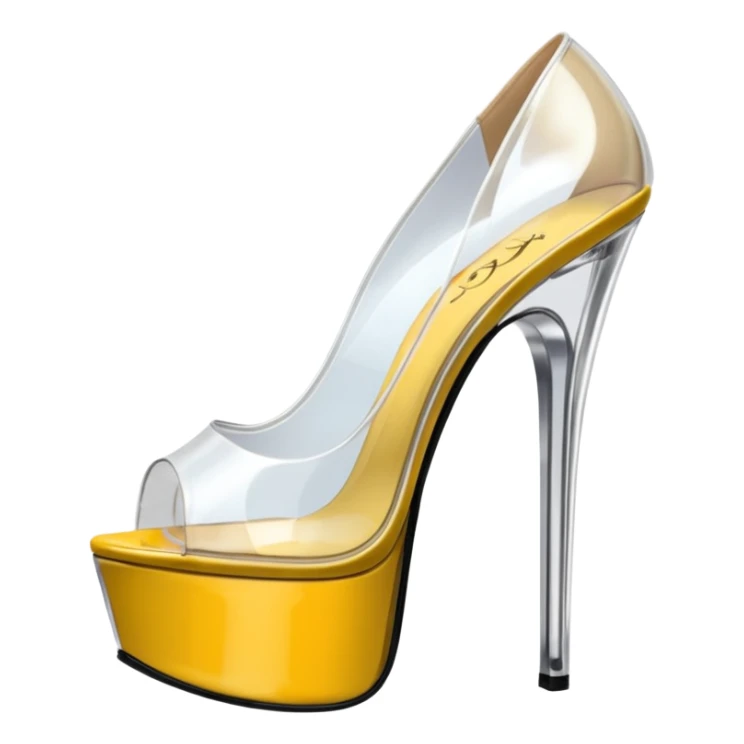 ultra realistic pair of platform open toe transparent high heel pumps sticker