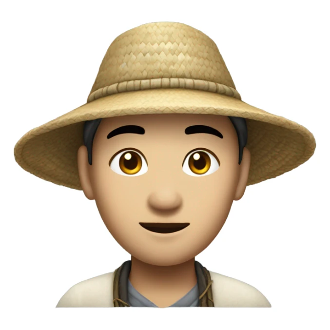 photorealistic Chinese peasant in sedge hat sticker