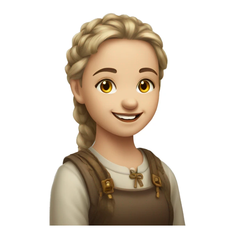 slavic girl with hazel eyes makeup smiling with teeth stands in profile sticker