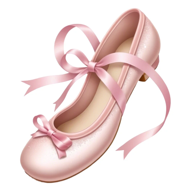 Pale pink ballet shoe ribbons, trailing stardust sticker