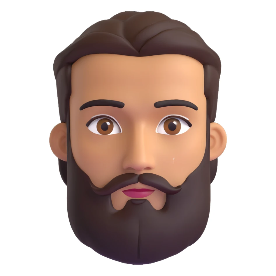 man with medium beard, connected eyebrows, olive tan skin, and brown eyes sticker