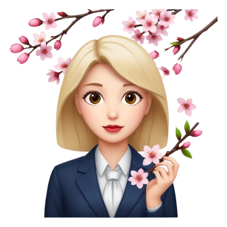 business woman with cherry blossom sticker