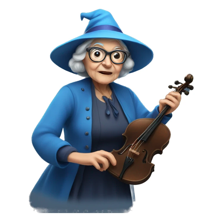 smart granny witch with glasses and blue hat directing orchestra sticker
