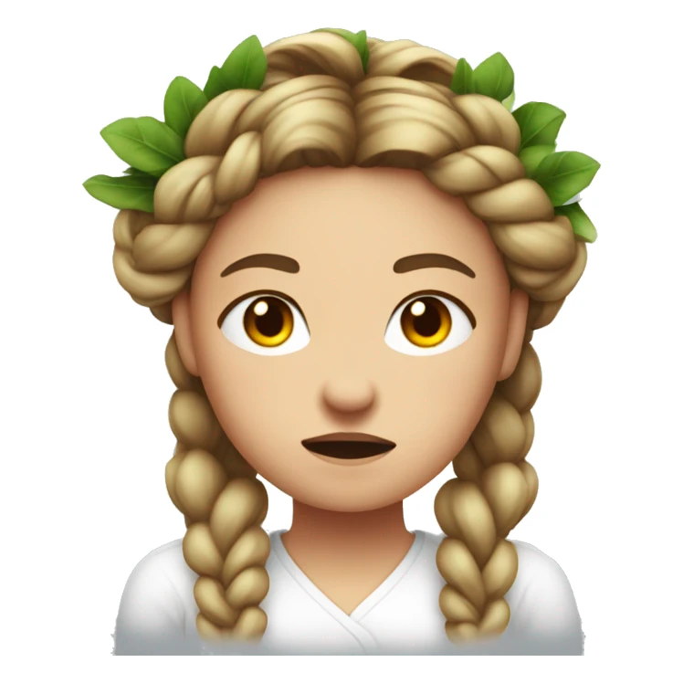 angry woman with Braid wreath (Braid crown) hairstyle in white shirt sticker