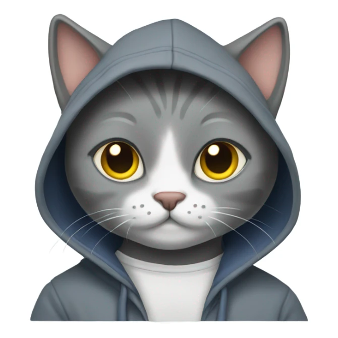 Grey cat wearing hoodie  sticker
