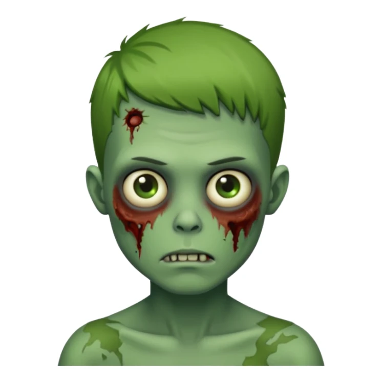 zombie boy with short hair, green skin sticker
