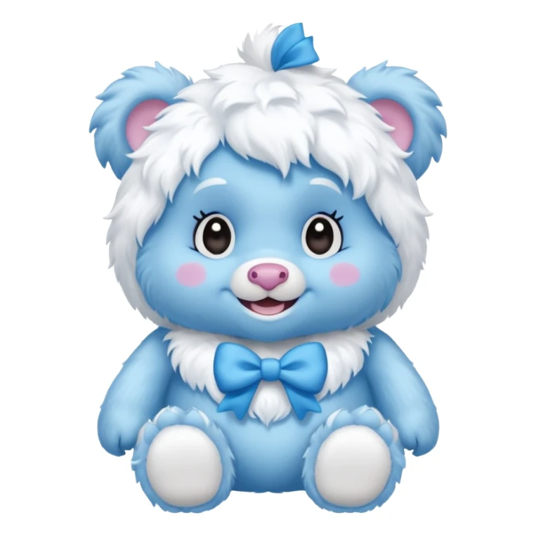blue girl care bear yeti with bow sticker