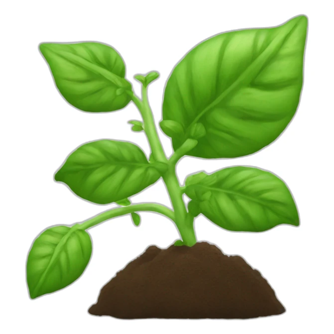 una pianta di basilico su una patata sticker