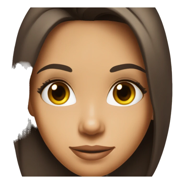 3/4 face, contrasted, shadow, light, Eva Longoria expression, happy, thin nose, brunette woman, hazel eyes, long eyelashes, dark shoulder shaded hair, white t-shirt sticker