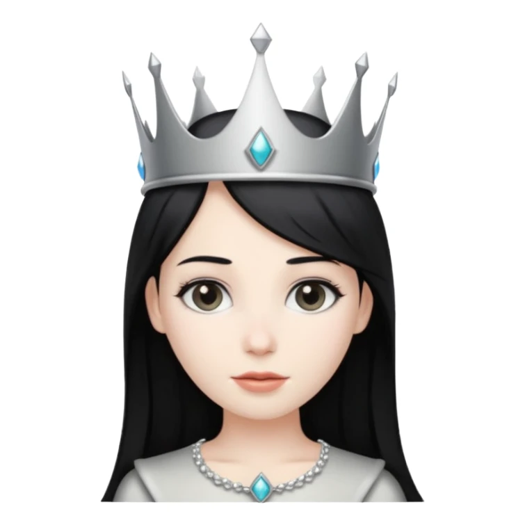 Wearing a silver crown with black hair  sticker