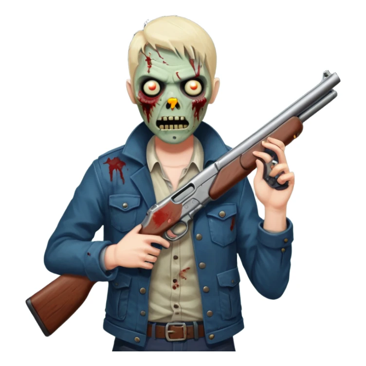 Hero shooting zombie with shotgun, dramatic lighting, horror action scene, no background











 sticker