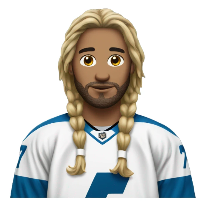 Hockey player long hair number 7 jersey sticker