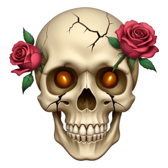 wilted rose emoji but with a skull as the rose sticker