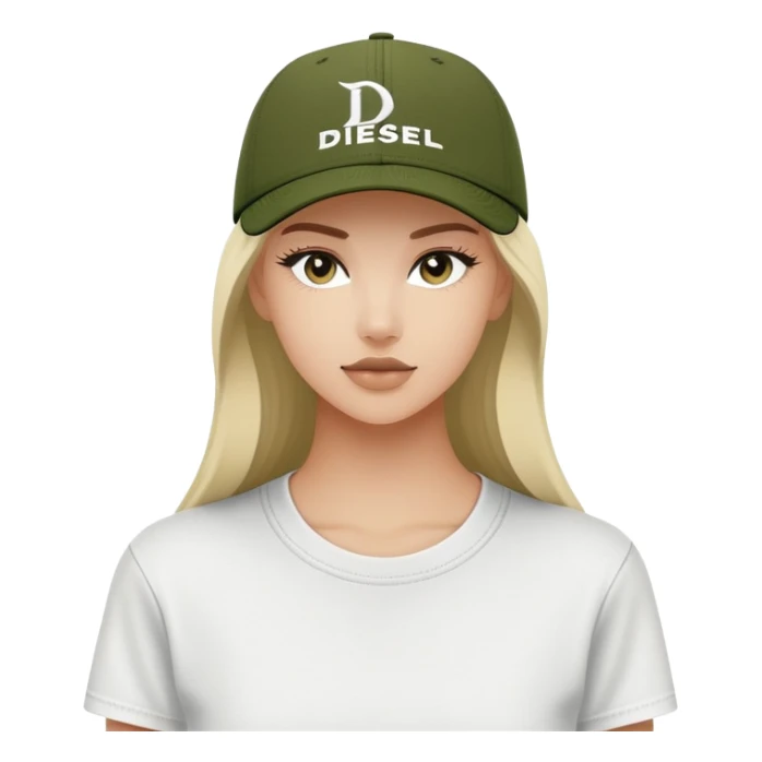 Dark olive green Diesel baseball cap, white script Diesel lettering with logo underneath, standalone hat without person sticker