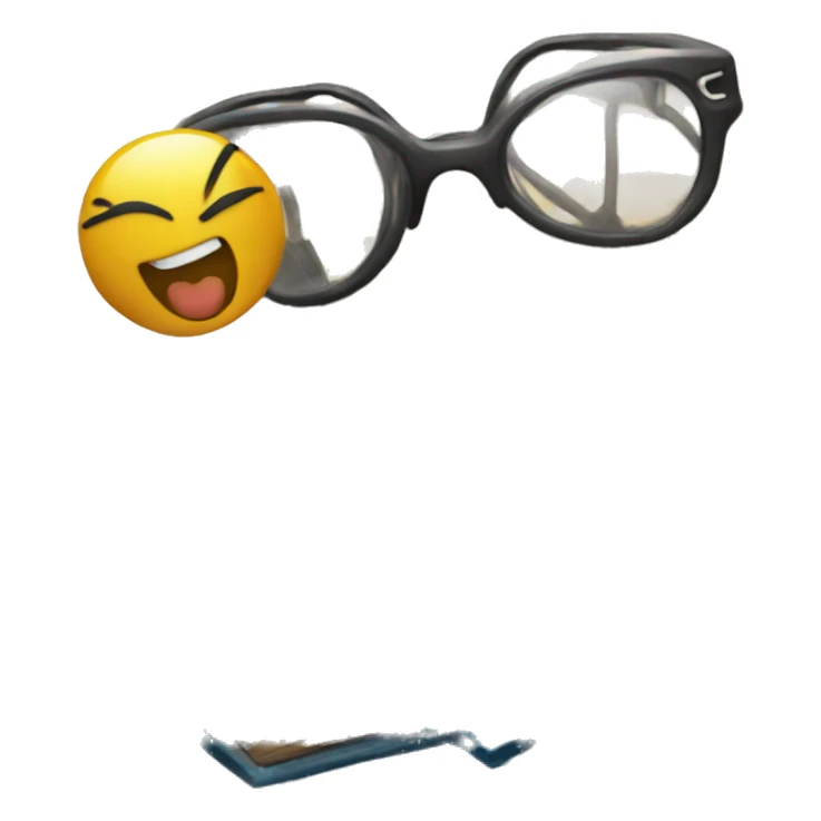 a emoji with glasses, book in hands and a smile sticker