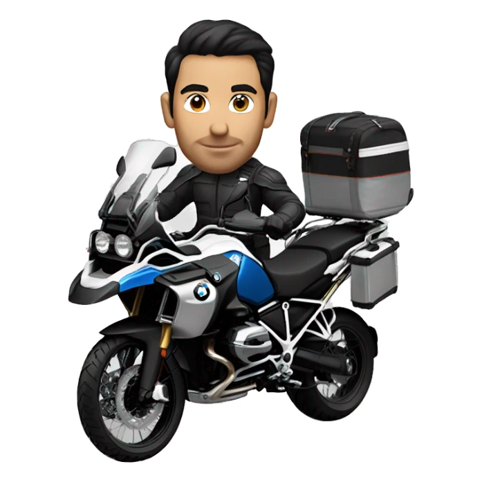 male dark hair no beard on a bmw gs 1250 adventure black sticker