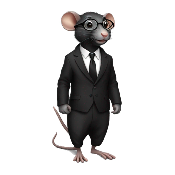 Black rat wearing a black suit and glasses and beautiful pant sticker