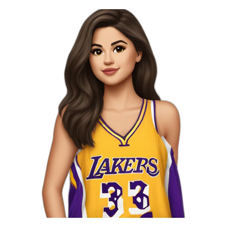 selena gomez wearing lakers jersey sticker