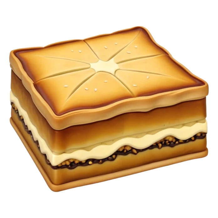 Martabak Cinematic Realistic Martabak Dish Emoji, depicted as a single, square slice of sweet, thick martabak with a rich, indulgent filling, rendered with detailed textures and vibrant, appetizing lighting. sticker