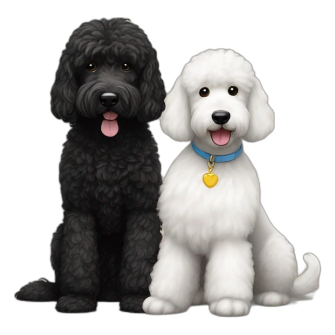 Black goldendoodle and tall white poodle best friends sticker