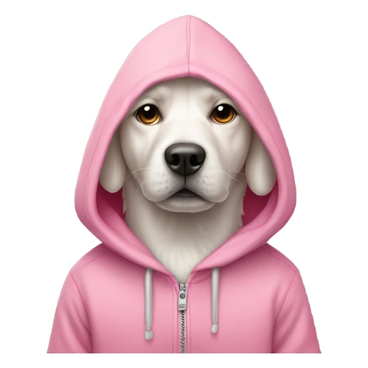 white dog wearing hoodie pink  sticker